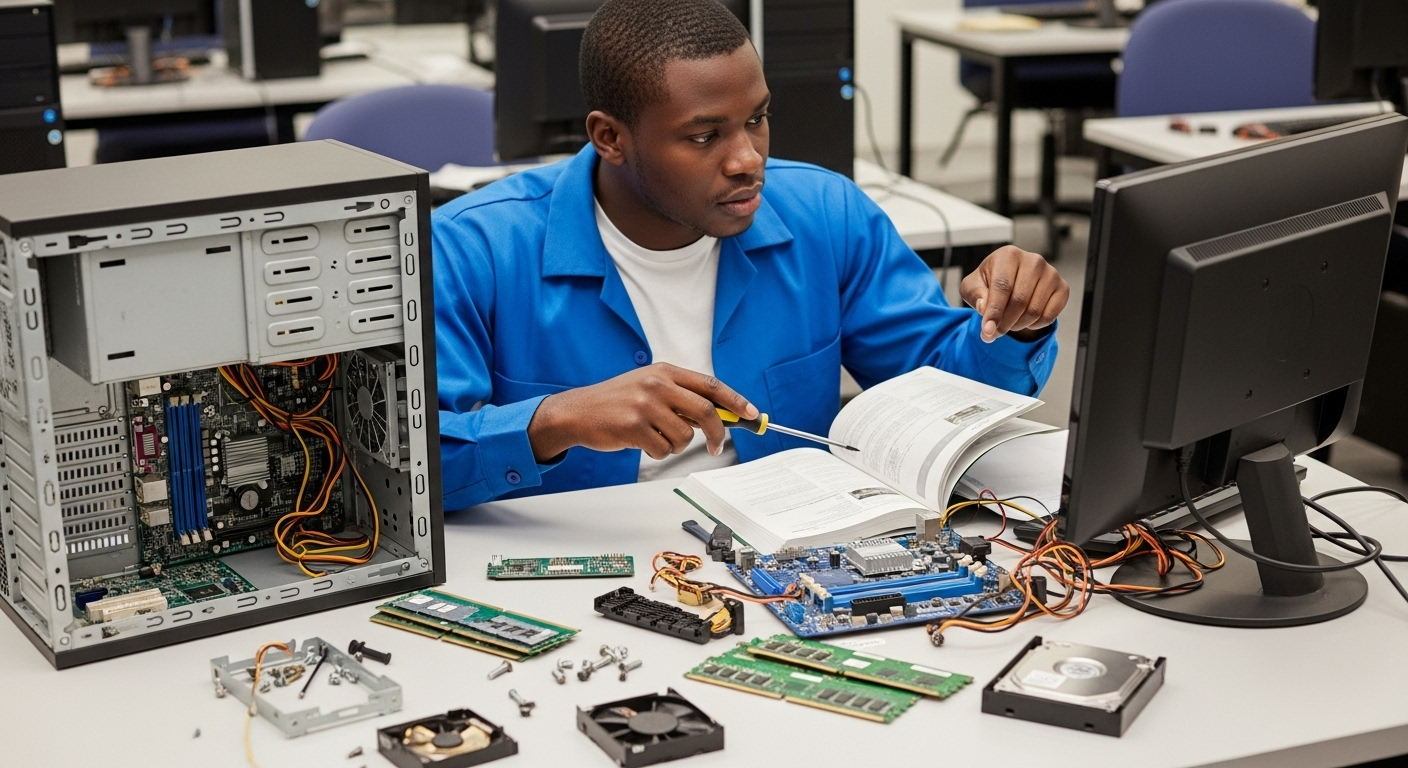 African student in CompTIA A+ training